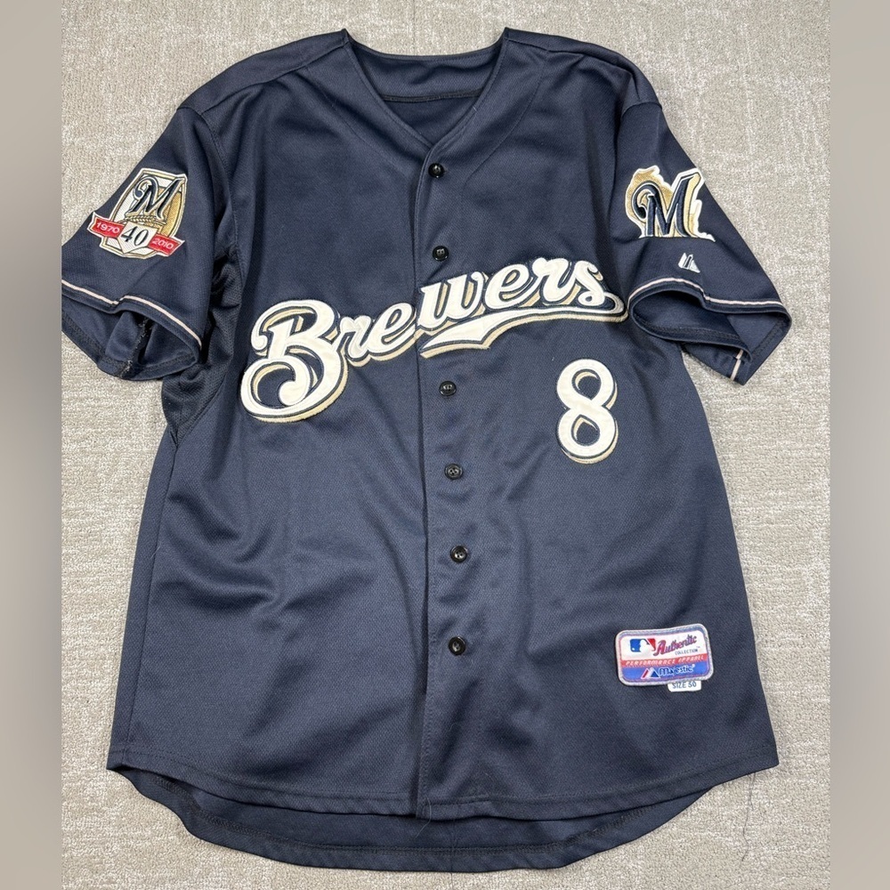 Ryan Braun 8 Milwaukee Brewers 40th Anniversary Stitched MLB Jersey Size 50